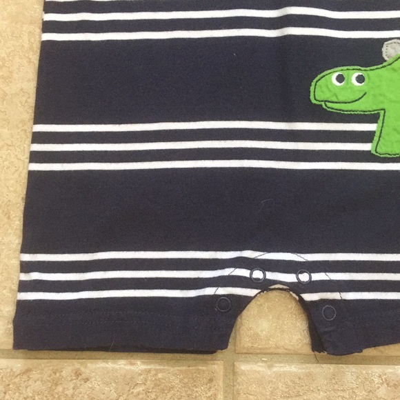 Carter's Boys Dinosaur Striped Polo Romper Jumper - Picture 4 of 8